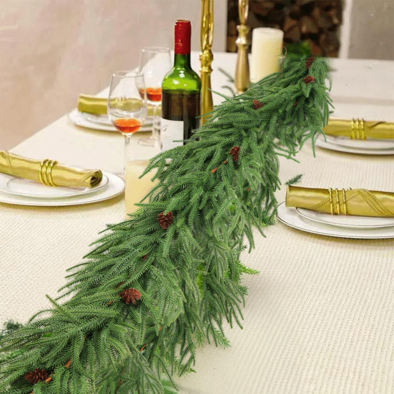 Rattan Plant Basket - نباتات خضراء اصطناعية عالية الجودة، إكليل