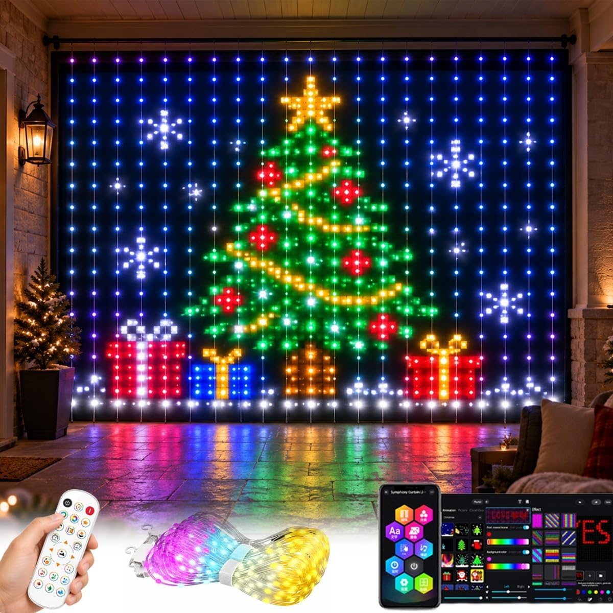 Home Decor Free App - أضواء ستائر RGB لعيد الميلاد، أضواء