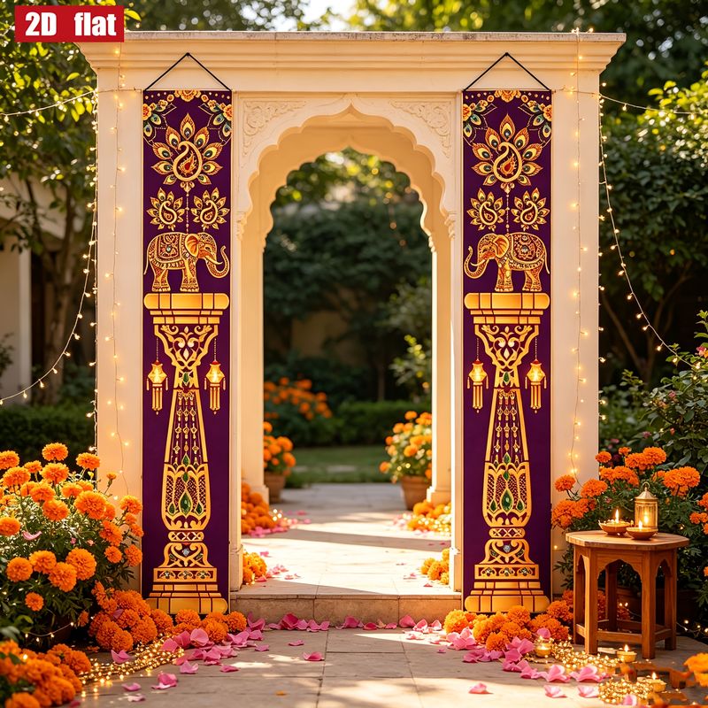 Home Decor Indonesia - فيكاما قطعتان من لافتات الديوالي المعلقة