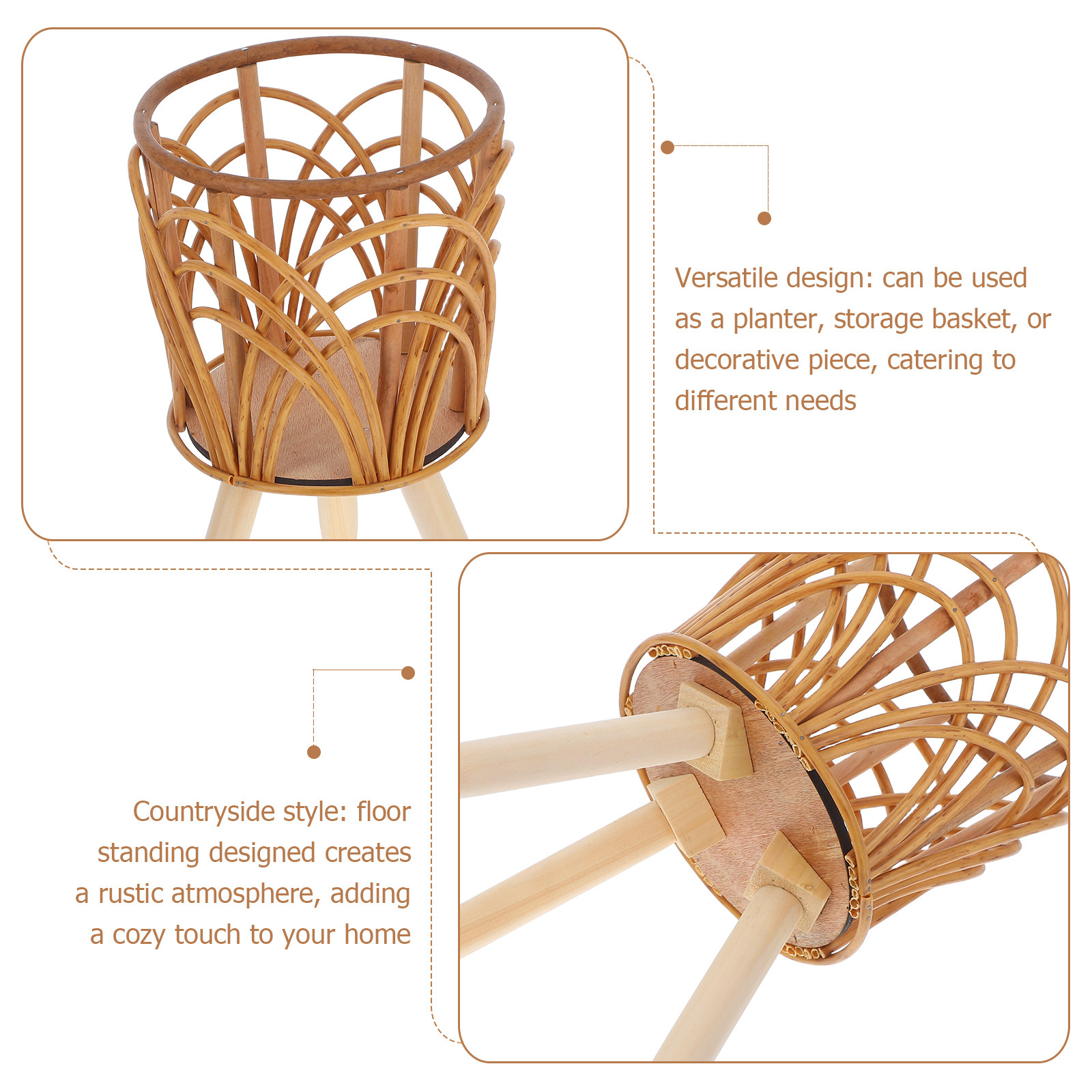 حامل سلة نباتات خشبي من الروطا - مراجعة Rattan Plant Basket وسعره