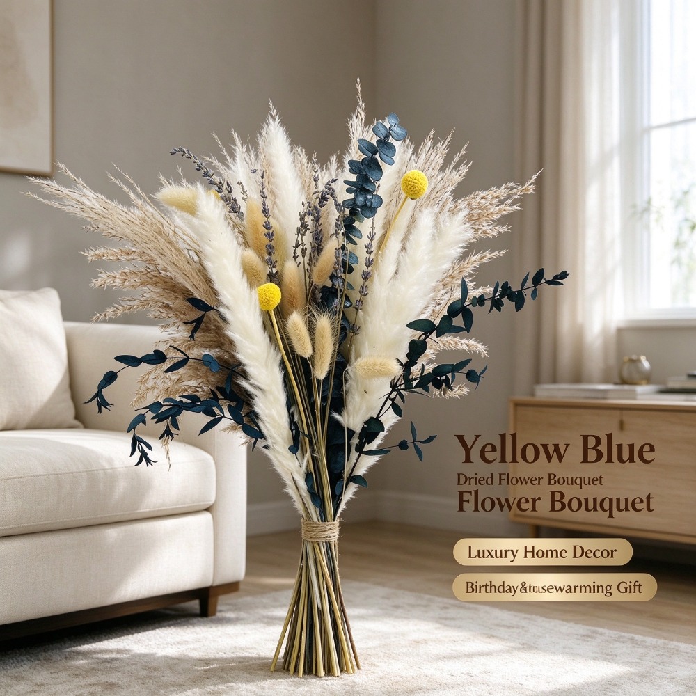 باقة من زهور البامباس المجففة، - مراجعة Pampas Grass Decor وسعره