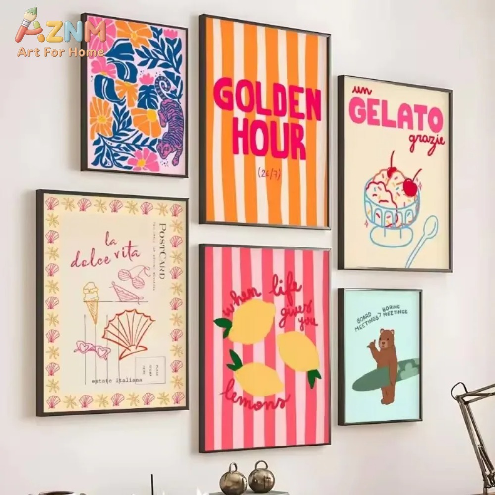 لوحة فنية ملونة من AZNM بتصميم - مراجعة Home Decor Y2K وسعره