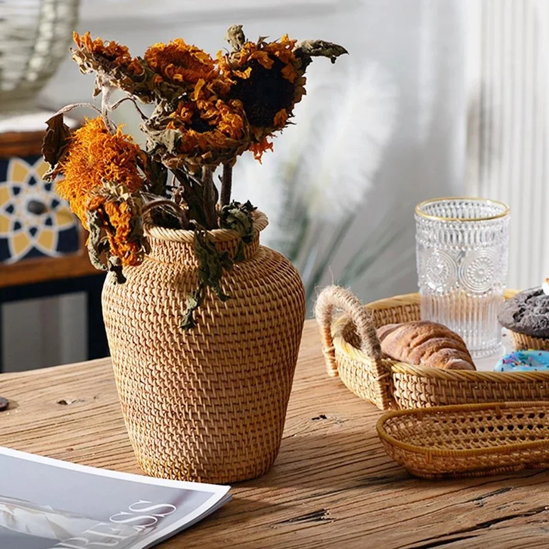سلة خوص الروطان معلقة الزهرية  - مراجعة Rattan Plant Basket وسعره