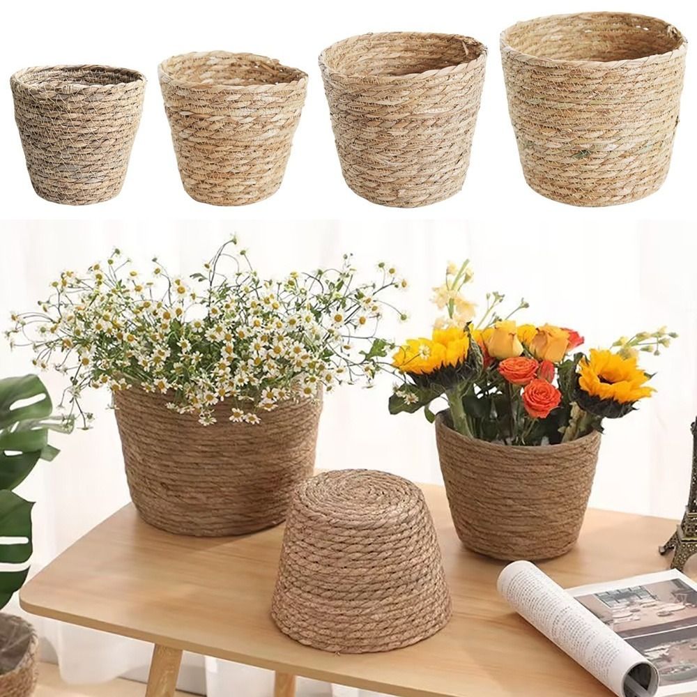 1 قطعة لحديقة الشرفات اناء للز - مراجعة Rattan Plant Basket وسعره